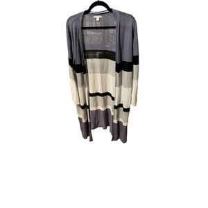 Cato Grey Tone Stripe Cardigan Open Front Long Sleeve Women's Size 22/24 W EUC